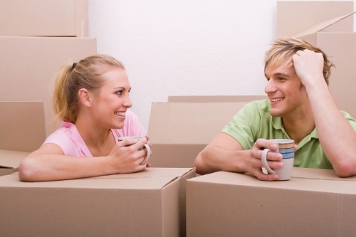 Packed boxes and furniture prepared for secure storage